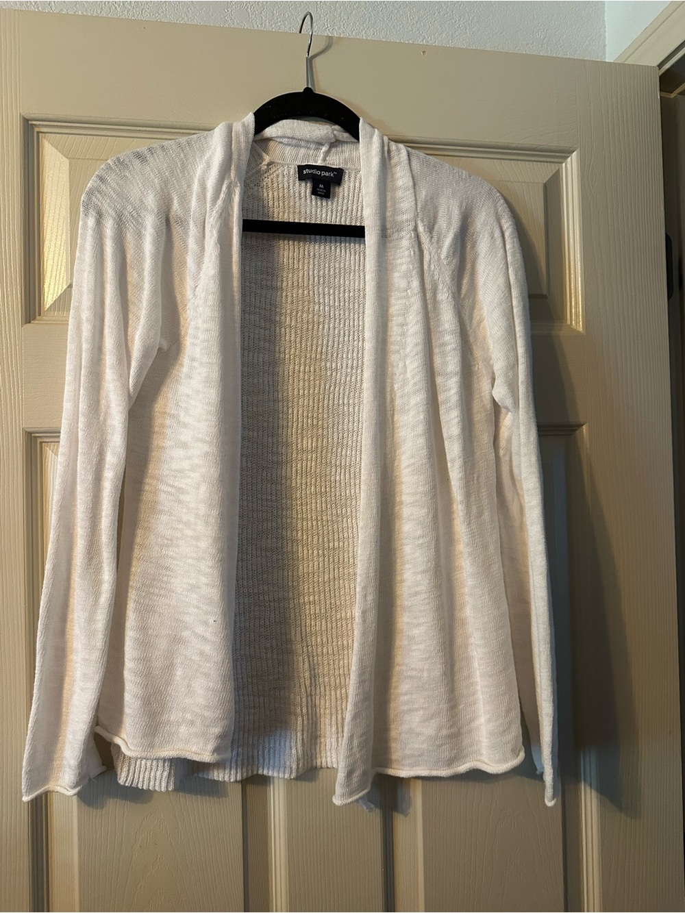 Studio Open-Front Cream Cardigan Sweater